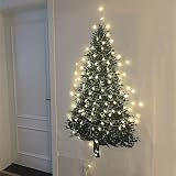 Usumairu クリスマスツリー タペストリー クリスマス LEDライト 飾り 壁掛け ツリー 布 北欧 ライト付き おしゃれ クリスマス オーナメント イルミネーション タペストリー 壁 星ライト (100x150cm, タペストリー+星ライト)