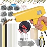 EASyWELDER [アップグレード版] 200W 2秒高速加熱 3in1プラスチック溶接機、1200個溶接スタッドプラスチック溶接、78個プラスチック溶接棒 バンパー 割れ 補修、5個爪を滑らかにするプラスチック 溶接、2個スムージング・チップ プラスチック 補修、4個紙やすり、5枚金属メッシュ、5枚アルミホイル、プライヤー、日本の取扱説明書が付属（イエロー)