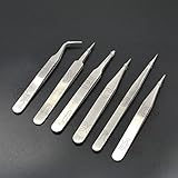 6ピース/セット高品質ステンレス鋼ピンセット帯電防止esd stシリーズステンレス鋼ピンセット