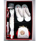 七五三 刺繍(マリ)はこせこセット 3サイズ5色/L(7歳用21cm) 白