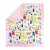 My Blankee Jumbo Zoo White Cotton Blanket with Minky Dot Pink 30 x 35 [並行輸入品]
