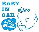 Sticker Shop Haru BABY IN CAR ステッカー アメリカンなベビー ライトブルー 15cm