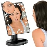 (Black) - LED Light Up Illuminated Make Up Bathroom Mirror With Magnifier Green House Black