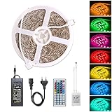 raylix LEDストリップライトSMD 5050 16.4 Ft ( 5 m ) RGB 60leds / M 300leds 44キーIRコントローラ、電源供給