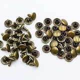 KUKU工房 両面カシメ レザークラフト材料 100組セット (アンティークゴールド, 頭10mmｘ足8mm)