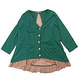 nico hrat(ニコフラート) 綿レーヨン天竺ドット柄部分使いカーディガン 95cm /グリーン NO.B-250601