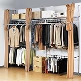 ツッパリ クローゼットハンガーラック フロントハンガー付 幅260～340cm sei-sk-201-sw ライトブラウン