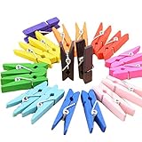 LuxBene(TM) 50PCSミックスカラーミニフォト用紙服25ミリメートル35ミリメートル45ミリメートルのD78用の木製ペグピン洗濯ばさみクラフトクリップ