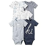 カーターズ Carter's 男の子用ネイビーブルーアニマルフレンド半袖ボディスーツ5枚セット (12months(72-78cm)) [並行輸入品]