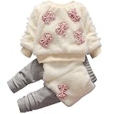 YY-Natuhi ベビー服 子供服 女の子 ブラウス 長ズボン セットアップ 裏起毛 可愛い トップス パンツ 秋冬 暖かい キッズ服 通園 お出かけ 防寒 保温 綿 リボン 部屋着 パーカー (9
