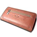 スタッズ使い微光沢フェイクレザーのファスナー長財布PK