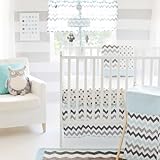 My Baby Sam Chevron 3 Piece Crib Bedding Set, Aqua/Gray [並行輸入品]
