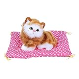 Domybestシミュレートされた猫 動物玩具のシミュレーション 布の猫のおもちゃ かわいい ユニークなモデリング 音を出す 写真小道具 ベビールーム装飾 赤ちゃんの注意を引き付ける 3歳以上