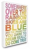 The Kids Room by Stupell "Somewhere Over Rainbow Ombre Typography Stretched" Canvas Wall Art [並行輸入品]