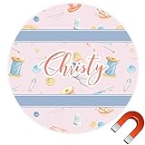 裁縫時間ラウンドカーマグネット( Personalized ) 9" x 9" ピンク cp-rnd-mgnt-9+1072143