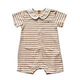オーガニックコットン　日本製　ベビー赤ちゃん用　ボーダー半袖セラーオール　ブラウン　ORGANIC GARDEN　オーガニックガーデン