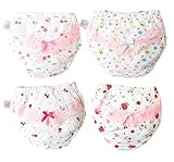 JIEYA キッズ幼児の女の子の通気性の下着トレーニングパンツ、4パック (120(2～3歳), D)