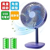 卓上扇風機 USB扇風機 充電式 usbファン 超強風 静音 風量4段階調節 車載扇風機 大容量3000mAh 超薄3枚羽根 角度調整可能