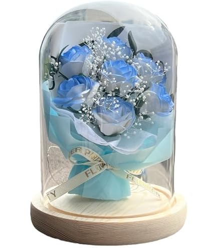 6* インテリア ライト お花 花束 エターナルローズ 造花 ブルー 青