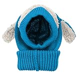 Plus Nao(プラスナオ) 子供用アニマルフードのニット帽耳付き ネックウォーマー一体型 ヒツジ耳 ニットキャップ スヌード キッズ ベビーか F ブルー