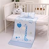 QD-BYM ベビーシーツ 夏 お昼寝マット 枕付き 2セット アイスシルク 60*120cm 冷感パッド ひんやり 敷パッド 冷感 マット 洗える ベビー 動物 暑さ対策 快適 オススメ