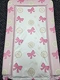 Deluxe Unisex Baby Waterproof Changing Mat with Raised Edges - Buttons & Bows Design (Pink) by babie
