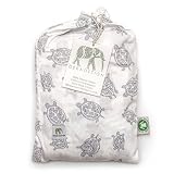 Fitted Crib Sheet in GOTS-Certified Soft Organic Cotton for Baby or Toddler, Turtle Print (Gray) by 