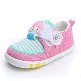 DANG PIG ソフト底の靴 ファーストシューズ 綿布靴 男の子 女の子 可愛い ガールパターン 快適 1-3歳 ピンク/ブルー/グレー 春夏 キッズシューズ (15cm, ピンク)