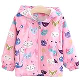 YY-Natuhi ベビー服 子供服 女の子 アウター コート かわいい キッズ ジャケット フード付き カーディガン 長袖 おしゃれ 女児 防寒 防風 トレンチコート ピンク 猫柄 (80cm)