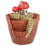 SeleCreate 植木 鉢 プランター フラワー ポット ガーデニング 多肉植物 寄せ植え 水抜き穴 付き (きのこハウス)