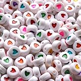 gresorth 900個ラウンドアクリルハート形状ビーズマルチカラービーズDIY手作りネックレス、子供の教育4 x 7 mm