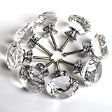 Floureon 8PCS Diameter 40mm Clear Crystal Glass Cabinet Knob Cupboard Drawer Pull Handle, Come with 