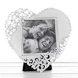 Shudehill Whitewash Lace Heart Photo Frame | French Chic Photo Frame | Frame size: 15cm x 15cm by Sh
