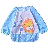 ベビービブ　エプロン　長袖　防水　可愛い　カートン　男女兼用　赤ちゃん　子供　遊び用　食事 (色1)