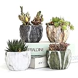 SUN-E現代マーブルセラミックフラワーポット多肉植物/サボテン鉢植えコンテナ盆栽フラワーポットホール8.5センチ完璧な贈り物アイデア（4個）
