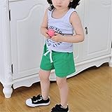 Karchi ベビー服 子ども服 子供の夏季パンツ 春夏 無地 ショートパンツ 可愛い 綿ショートパンツ 女の子 男の子兼用 出産祝い プレゼント (100, グリーン)