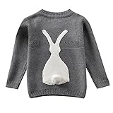 幼児 赤ちゃん 男の子 女の子 ニット セーター かわいい ウサギ ユニセックス 子供用 プルオーバー スウェットシャツ カラー: グレー
