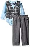 Little Lad Baby 2 Piece Faux Vest Bodysuit Pant Set Charcoal Grey 6/9 Months [並行輸入品]