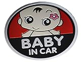 【Cat fight】 baby in car ベビーインカ― 赤ちゃんが乗ってます アルミ 製 ステッカー (レッド)