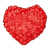 LuCoO 2017新しいクリスマスハートローズスタイル装飾クッション枕ソフトクッション 17.7*17.7 ホワイト LUC-0903001