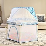 ポータブルベビープレイラードカバー屋内屋内幼児保育園Playard Safety Play Yard、Blue