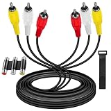MKBKLLJY 2個 RCA ケーブル 3 RCA ケーブル オーディオ ビデオ コンポーネント AV オス - オス ケーブル 3 RCA メス - 3 RCA メス カプラ イエロー/ホワイト/レッド コネクタ付き 4.3 フィート 対応 ステレオ システム DVD TV VCR