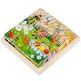 ばね16 Grains 3d Six Facesペイント子供の教育パズルブロック木製おもちゃ