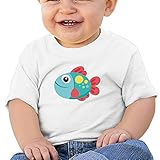 魚 ブルー 海の動物　子供服 ベビーTシャツ 半袖 男の子 女の子 クルーネック カジュアル