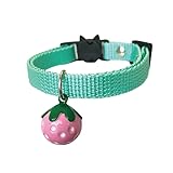 ここねこ本舗 【いちごちゃん首輪】 いちご鈴付 セーフティバックル付 ハンドメイド (ピンク)