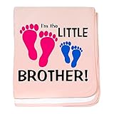 CafePress – Little Brother Baby Footprint – スーパーソフトベビー毛布、新生児おくるみ 標準 ピンク 04833106756832E