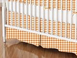 SheetWorld - Crib Skirt (28 x 52) - Primary Orange Gingham Woven - Made In USA by sheetworld