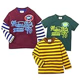 ベビー服 男の子 Tシャツ 半袖 長袖  ドンキージョッシー アンサンブル プリント ボーダー 男児 ベビー (1.ワイン/95cm)