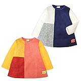 (ネイビー/90cm)ベビー服 女の子 トレーナー 長袖 Moujonjon ムージョンジョン ニットソー ケーブルジャガードキルト 裏起毛 配色切替 スナップボタン 女児 ベビー