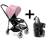 Bugaboo Bee3 Stroller Black/Soft Pink + Bugaboo Cup Holder by Bugaboo